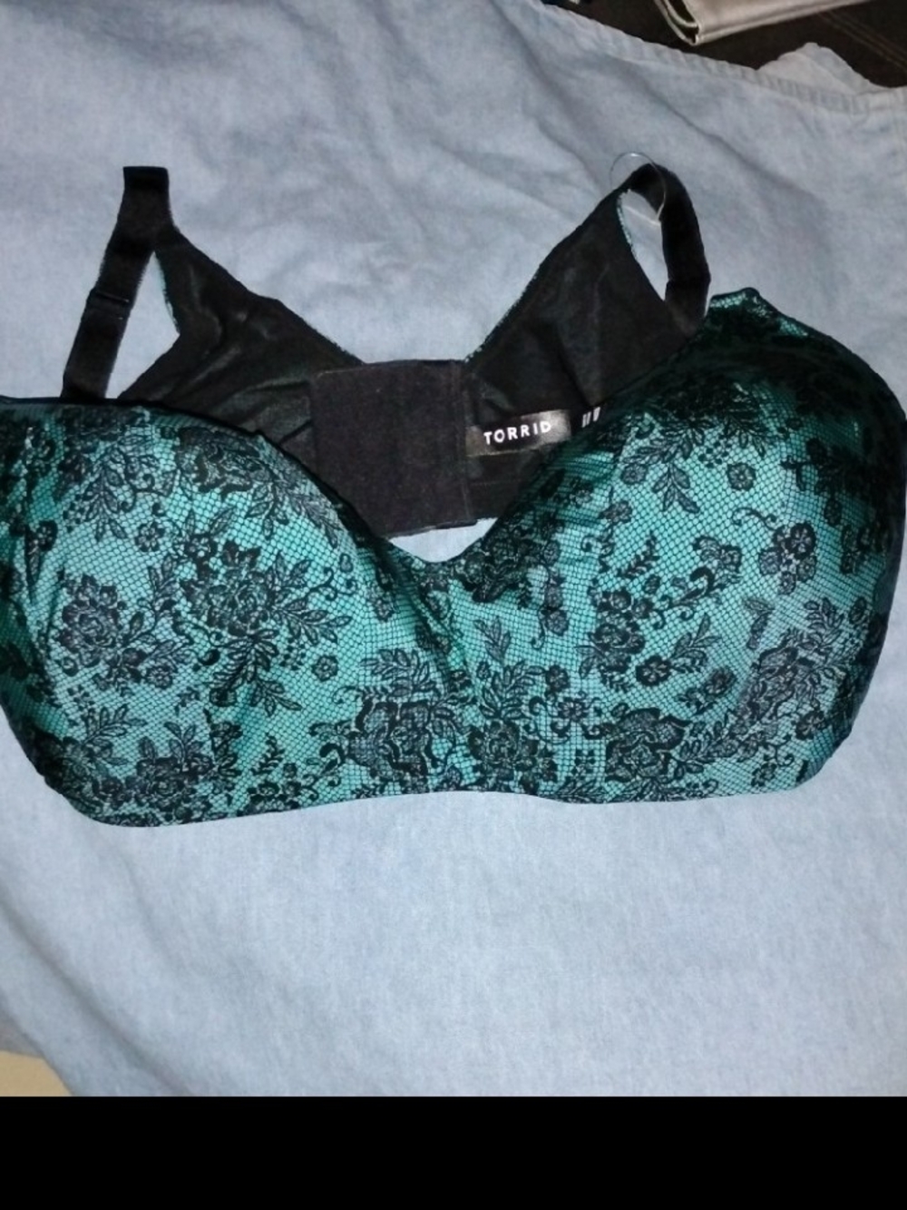 torrid Teal Green Strapless Lace Bra 40DDD